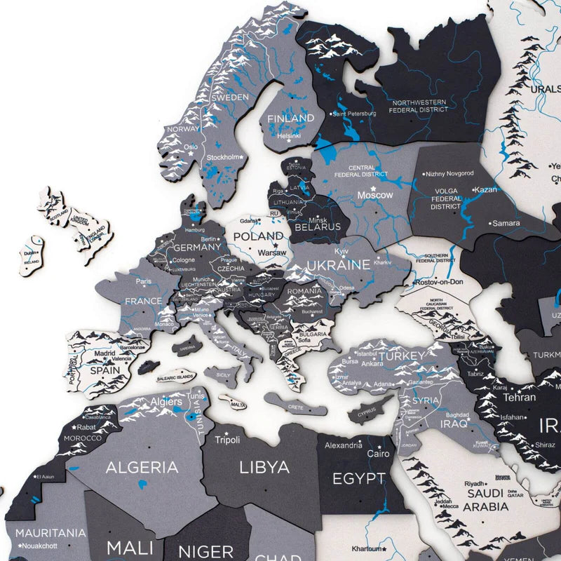 Mappa del Mondo in Legno 3D Nordik