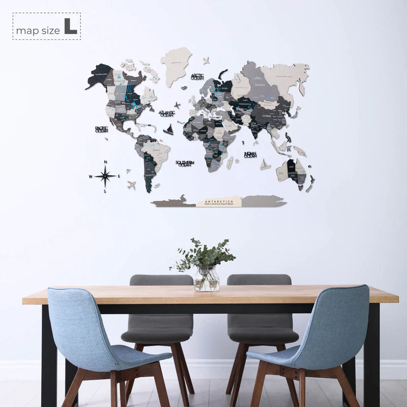 Mappa del Mondo in Legno 3D Nordik