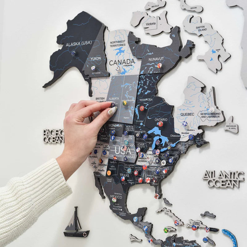 Mappa del Mondo in Legno 3D Nordik