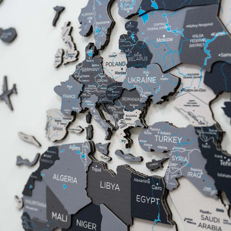 Mappa del Mondo in Legno 3D Nordik
