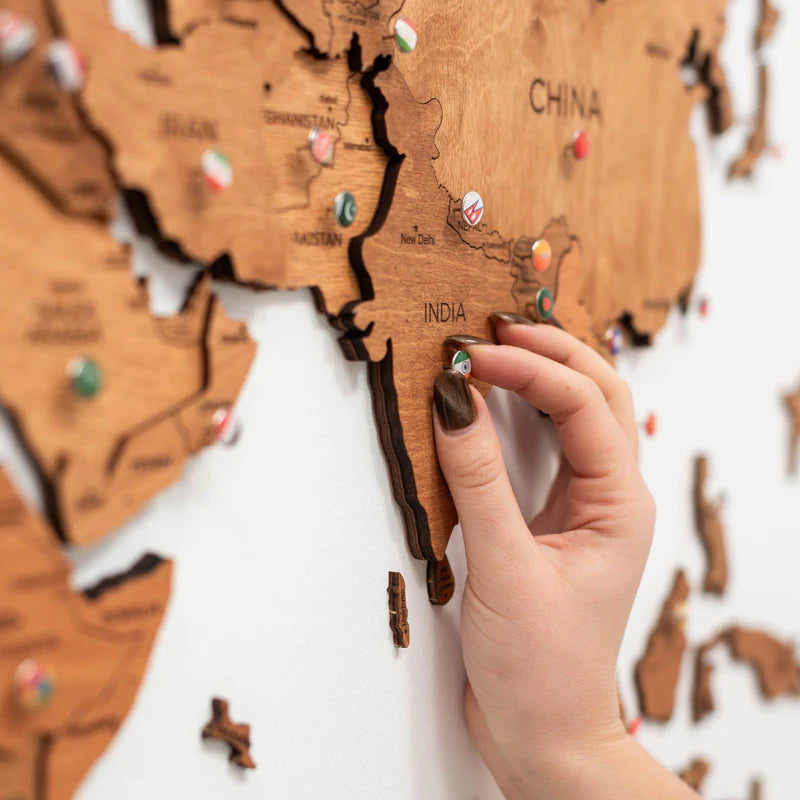 Mappa del Mondo in Legno 3D Rovere