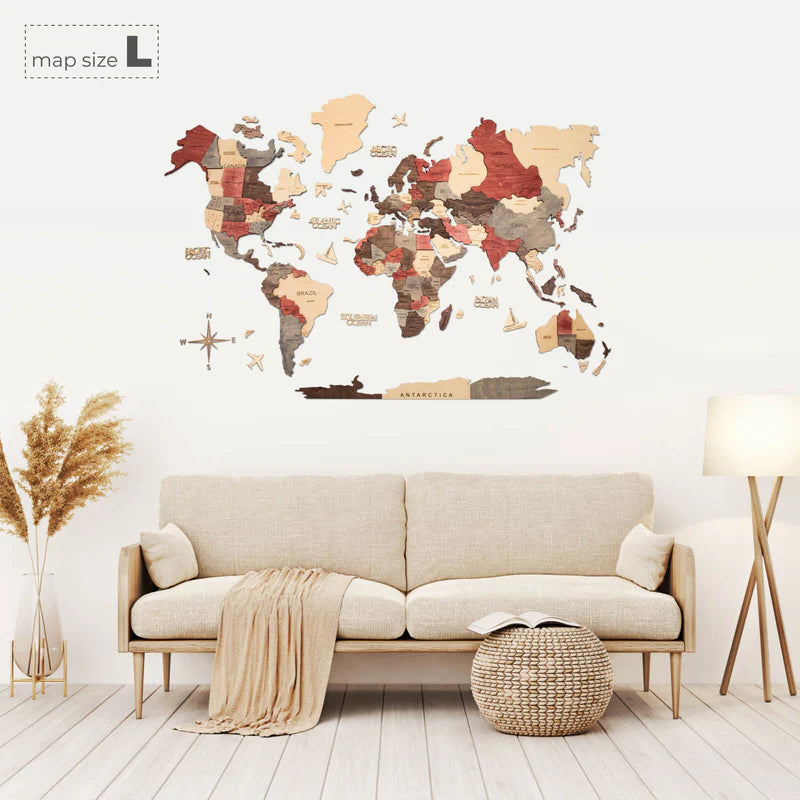 Mappa del Mondo in Legno 3D Fusion