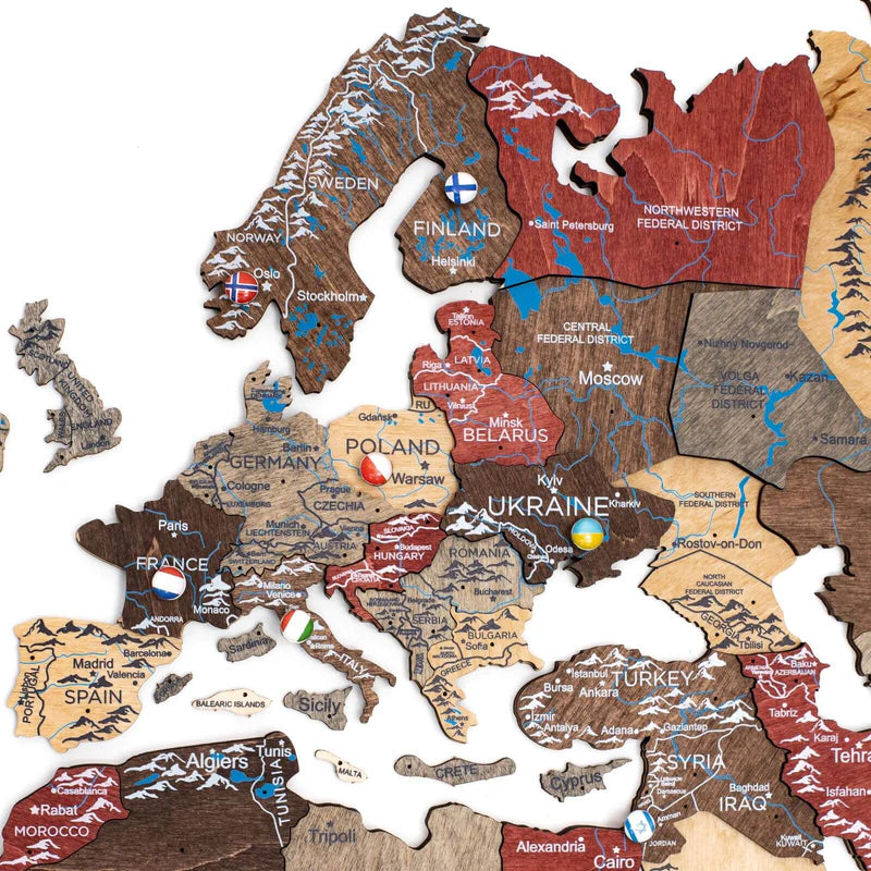 Mappa del Mondo in Legno 3D Fusion