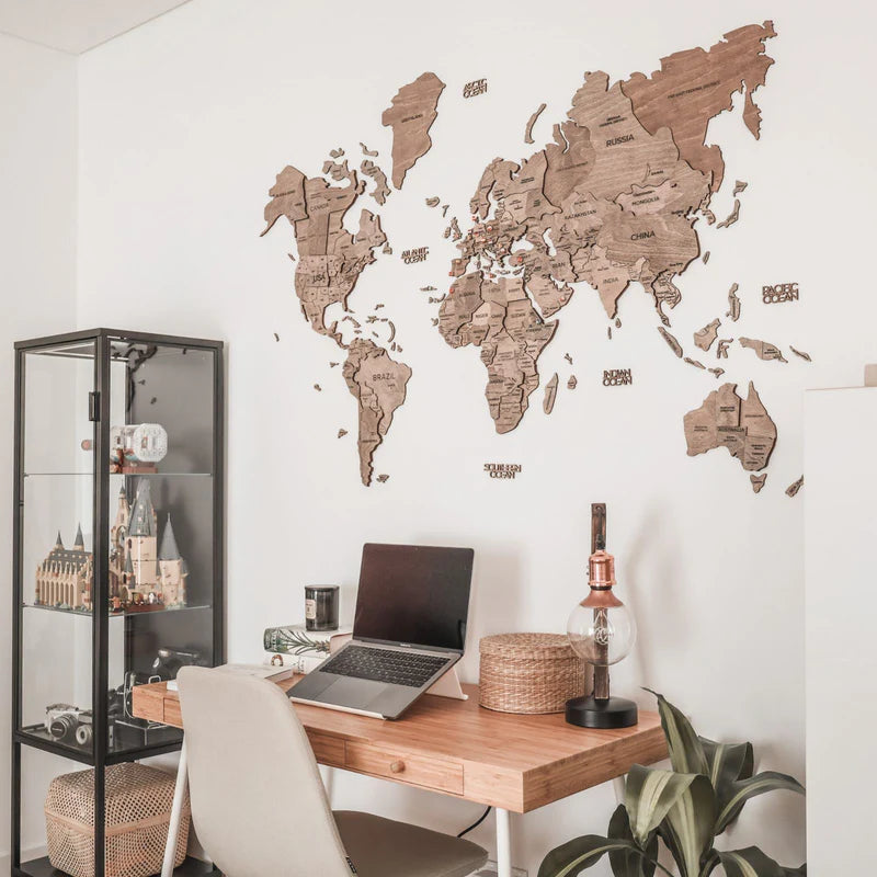 Mappa del Mondo in Legno 3D Terra