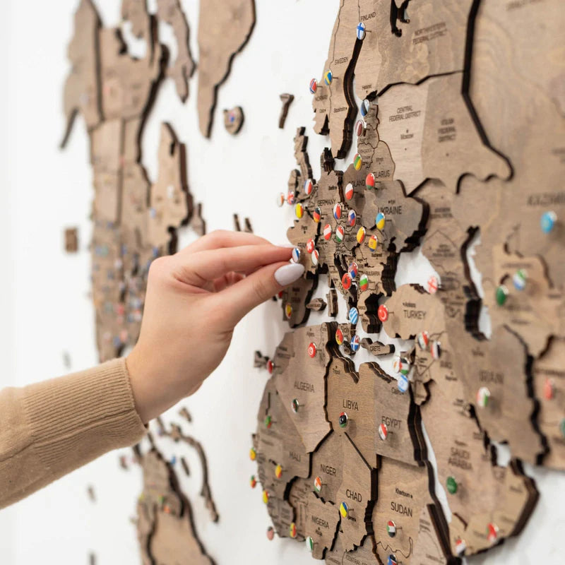 Mappa del Mondo in Legno 3D Terra