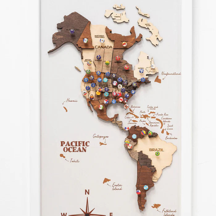 Mappa del Mondo in Legno 3D Tripartita Multicolore