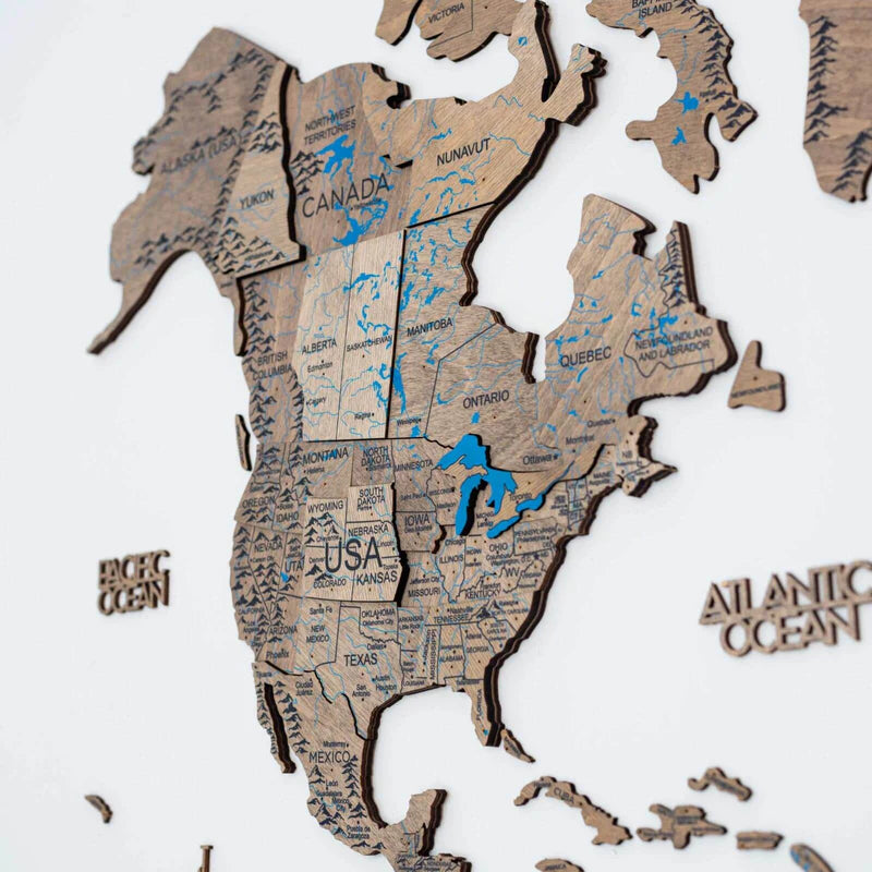 Mappa del Mondo in Legno 3D Terra