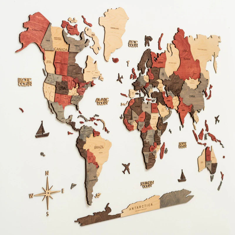 Mappa del Mondo in Legno 3D Fusion
