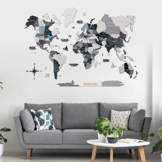 Mappa del Mondo in Legno 3D Nordik