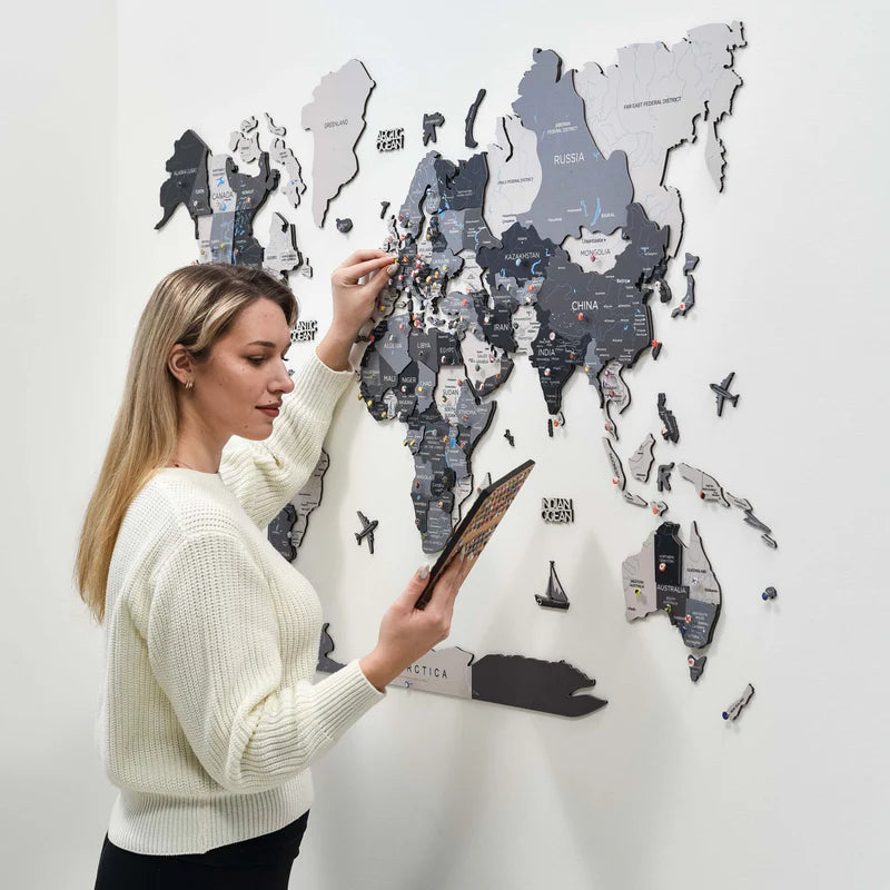 Mappa del Mondo in Legno 3D Nordik