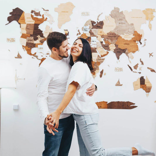 Mappa del Mondo in Legno 3D Multicolore