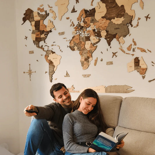 Mappamondo 3D in Legno Smokey
